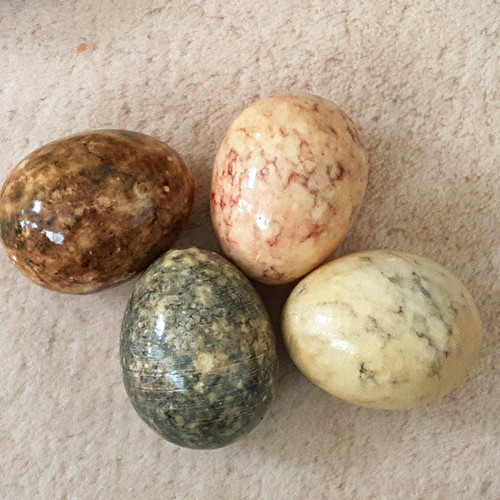 Polished stone egg figurines - stone,