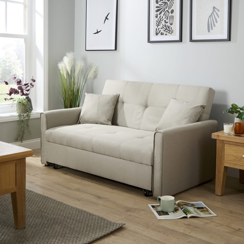 Beige fabric sofa - bed, 2
