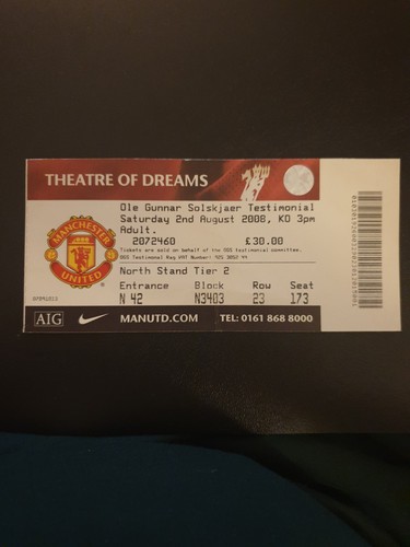 Ticket stub ole gunnar - stub,