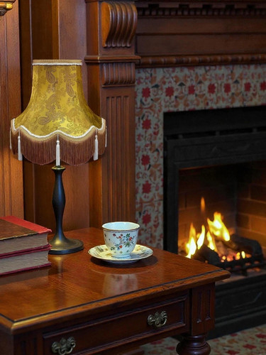 Gold paisley table - , lampshades