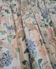 Glorious Vintage GP & J Baker "Hydrangea Bird" Door/Long Window Curtains Pair 2