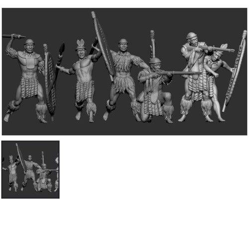 54mm unpainted zulu warriors - unpainted,