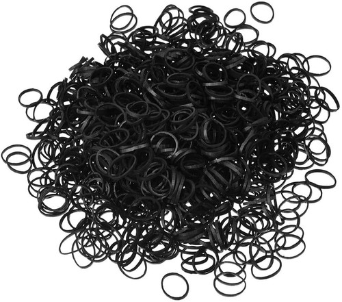 250x mini black hair - black, elastics