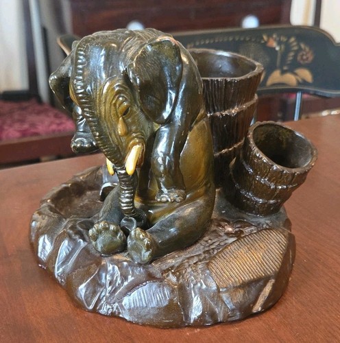 Elephant smoking stand antique - smoking,