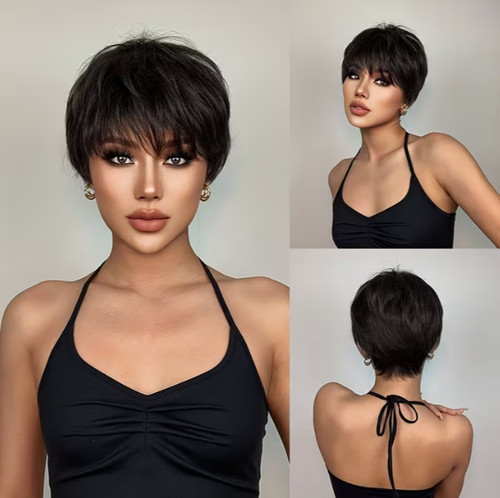 Short pixie cut natural black - pixie,