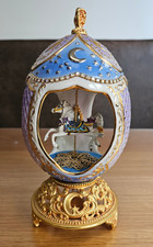 Franklin Mint Carousel Horse Faberge Porcelain Egg Music Box Moonlight Moon Star
