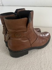 Comfortable Ladies RIEKER Brown Soft Genuine Leather Ankle Boots UK 7.5 /EUR 41