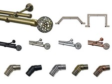 Bay Window Double Curtain Pole Large Osaka Finials Eyelet 28mm / 19mm