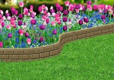 Primeur 15cm Earth Ultra Curve Rubber Garden Lawn Border Edging Brick Flexible
