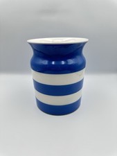 T G Green Blue And White Cornishware Storage  Jar. 18cm Tall. Stamped To Base
