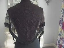 Antique black Lace scarf shawl