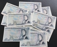 1970's / 1980'S  BANK OF ENGLAND WELLINGTON £5 BANK NOTE CRISP 100% GENUINE