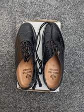 Gents Mens Thistle Shoes Ghillie Brogues Black Size 10 Long laces