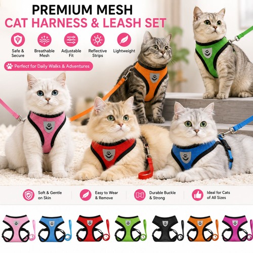 Pet cat harness vest - cat, walking