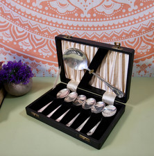 Vintage Cutlery Boxed Set Of 6 Dessert Spoons and Dessert Server EPNS