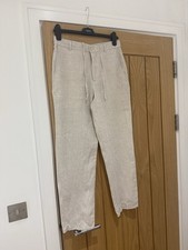 Mens Zara Beige Linen Trousers