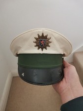 Vintage German Police Officer Hat | White & Black