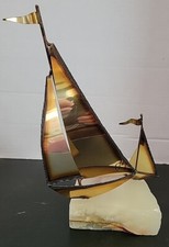 Vintage Mid Century Mario Jason Brass Sail Boat Sculpture Art MCM Art