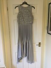 Coast Darianna style sleeveless silver pleated embroidered evening wedding dress