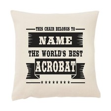 Personalised Acrobat Cushion Cover Funny 50cm Square Beige Hobby Sport Gift