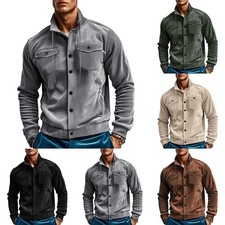 Winter Ready Corduroy Jacket Coat for Men with Lapel and Button Up Design