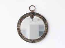 French Brutalist Forged Steel Mirror c. 1950s