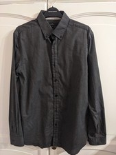 Men's Long Sleeve Shirt Size Medium 16in Collar. Black Grey Check. Jeff Banks