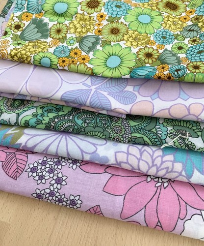 Retro purple green floral - purple,