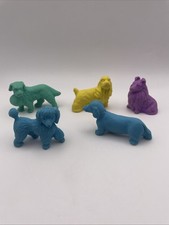 Vintage 1980s Dog Animal Rubbers Erasers  Novelty St Bernard Dachshund Poodle