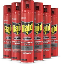 Raid Ant & Cockroach Insect Killer Aerosol Spray Pack of 6 X 300ml