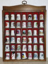 Vintage Wall Cabinet with 42 Collectable Thimbles