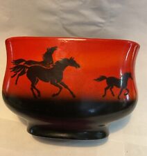 Santos Horses. Sylvac 4371  Evening Fantasy Pattern Red Flambé. Wild Hoses Vase