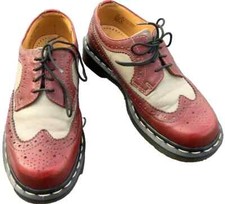 Dr Martens 3989 red grey leather brogue shoes UK 4 EU 37 Made in England