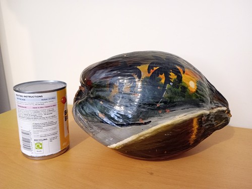 Vintage painted coconut gourd - vintage,