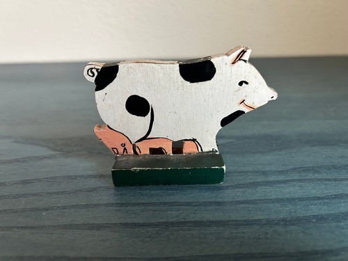 Vintage hand carved wooden pig - hand,