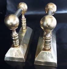 Victorian Pair of Brass Andirons / Fire Dogs / Fire Iron Rests - App 2.4 kilos.