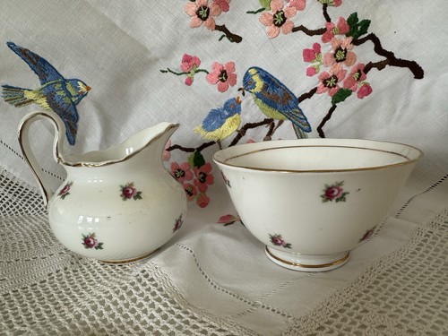 Vintage ditsy rose sugar bowl - vintage,