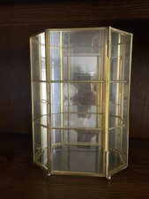 Freestanding Glass and Brass Display Curio Cabinet 23 cm x 17 cm x 12 cm