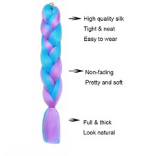 UK High Quality Jumbo Braiding Hair Extensions Afro Box Braids Ombre Rainbow 24