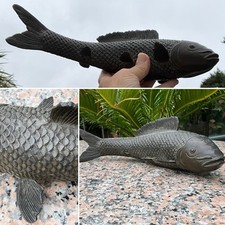 ?ANTIQUE early 20th Century MEIJI JAPANESE BRONZE FIGURINE KOI CARP FISH 12”