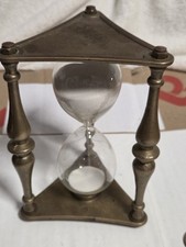 Large Vintage Brass Egg Timer, Triangular Top & Base 15cm High, Super Condition