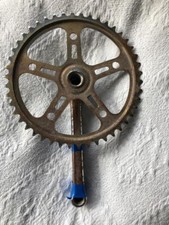 Vintage Cuttered French Made Steel Chrome Single Chainset 46 T Fixie Crankset 