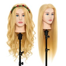 26'' 60% Real Hair Training Head Hairdressing Manikin Mannequin Doll&Braid Set