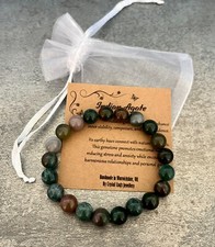 INDIAN AGATE Bracelet Stretchy Handmade + Gift Bag & Card Crystal Gemstone 8mm