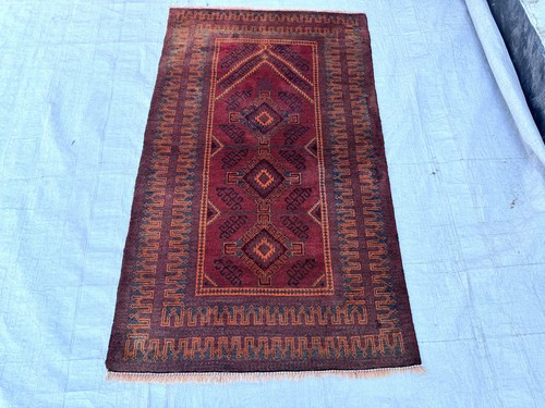 Red vintage afghan - red,