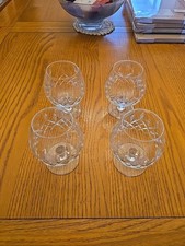 Lovely Set Of 4 Lead Crystal Cut Glass Brandy Balloons 