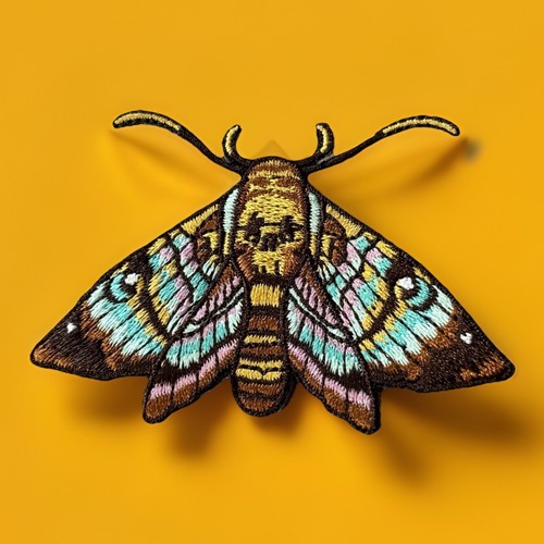 Embroidered deaths head moth - embroidered,
