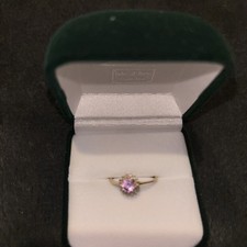 9K PINK SAPPHIRE & DIAOND GOLD RING/Authenticity Card