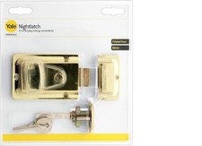 YALE NIGHT LATCH BRASS YES-NL-P8 Front Door Snib Catch Nightlatch Lock Key