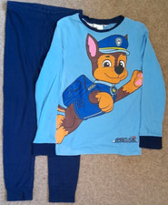 Boys Paw Patrol Chase Pyjamas Set Blue Long Sleeve/Bottom Age 8-10 Yrs From H&M